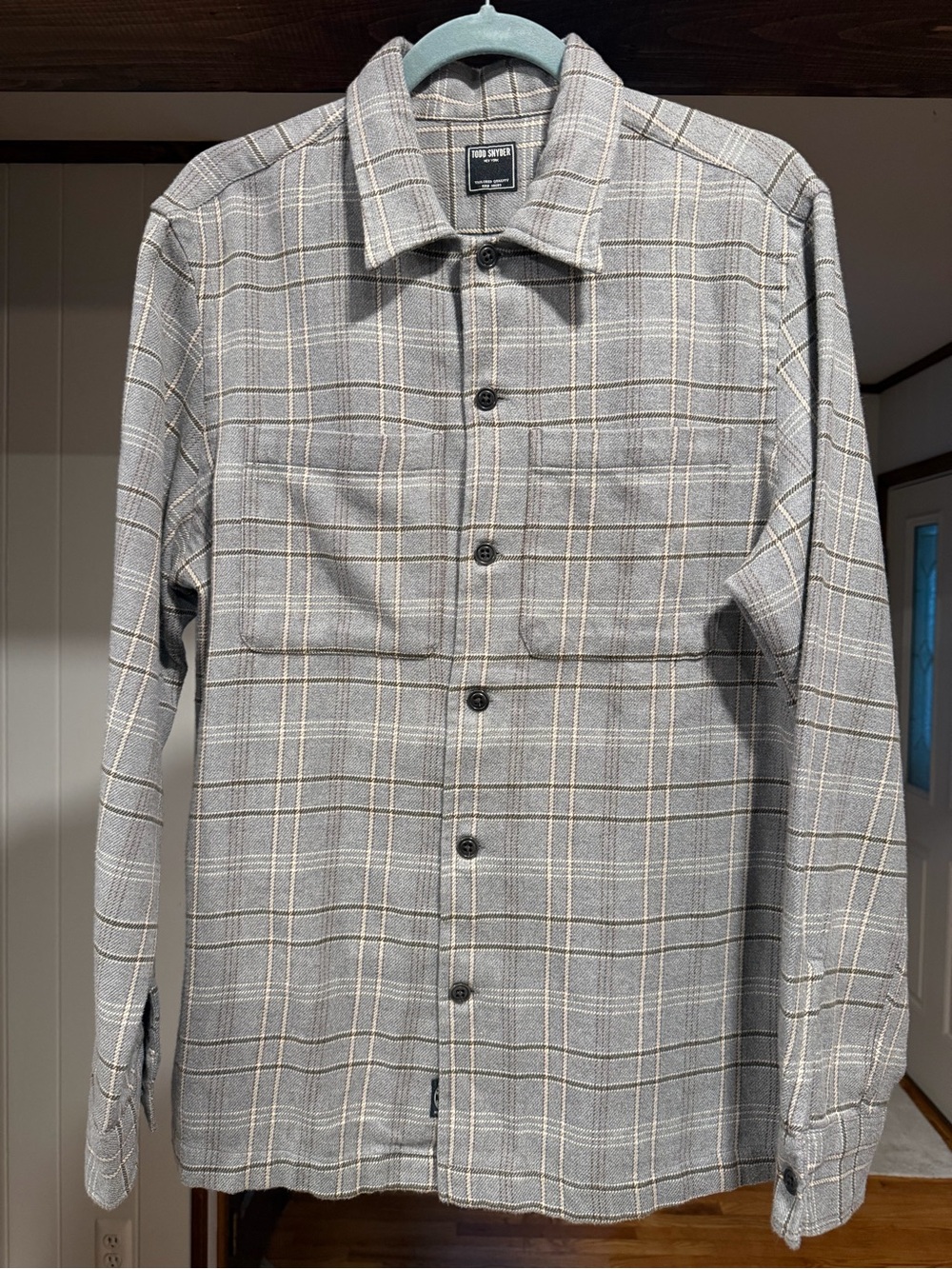 NWT Todd Snyder New York Relaxed Plaid Overshirt- Light Grey (Small)